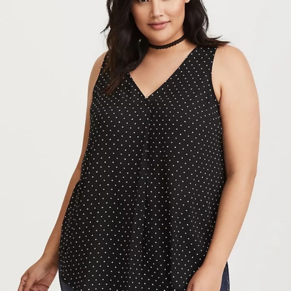 Torrid Black and White Polka Dot Georgette Tank